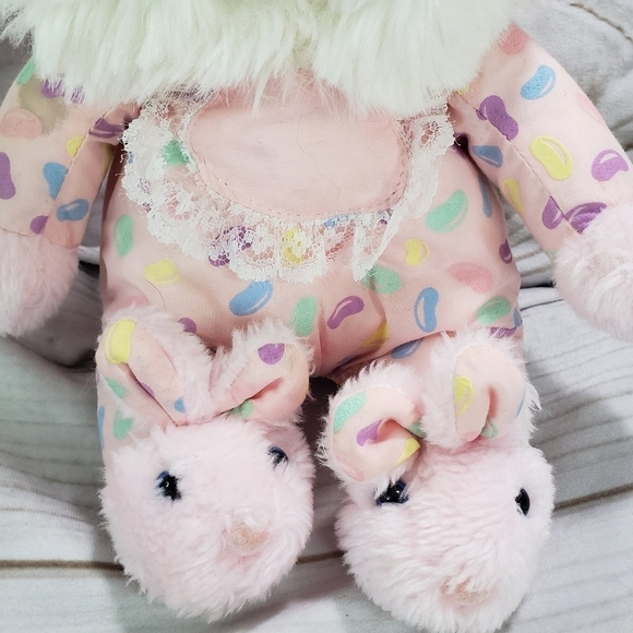 Vintage Interpur Pink Jellybean Bunny Rabbit Plush Stuffed Toy 12 Inch Slippers - Picture 5 of 9